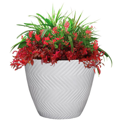 L&G 13 in. H X 16 in. D Polyresin Yuma Planter White