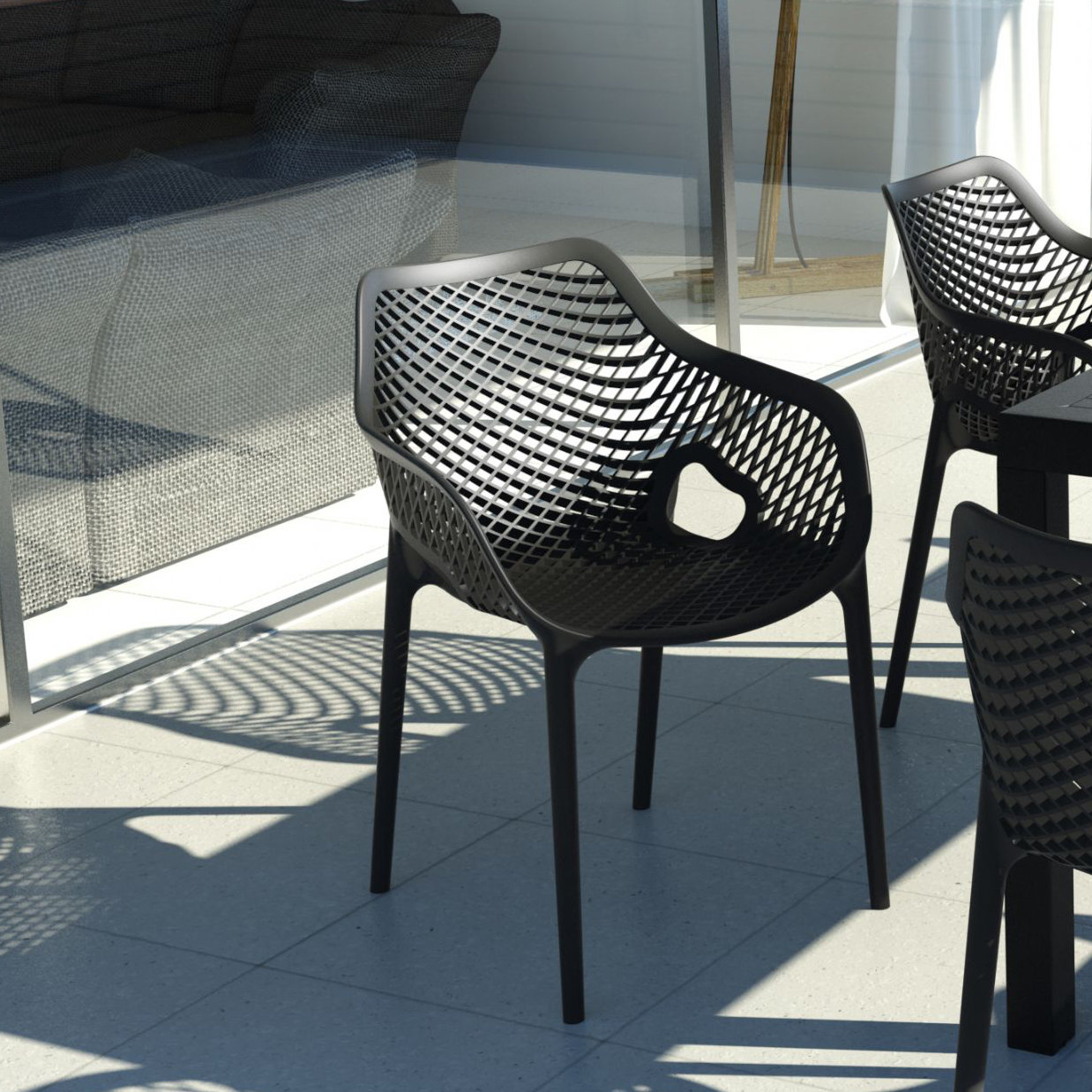 Farrah Stackable Patio Armchair, Black