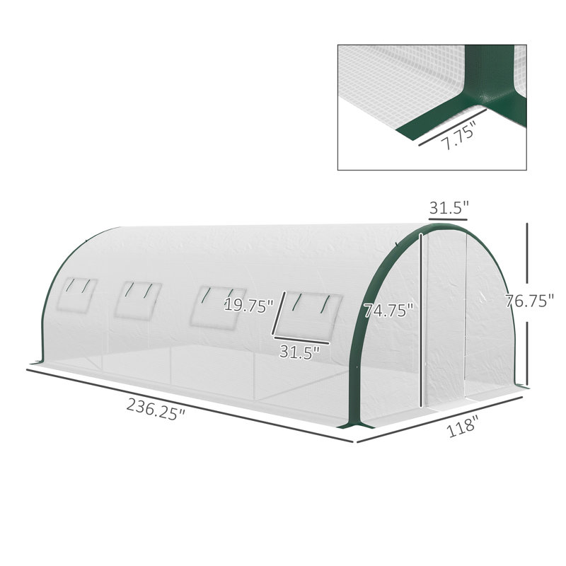 Greenhouse, White, 240" H x 120" W x 79.2" D