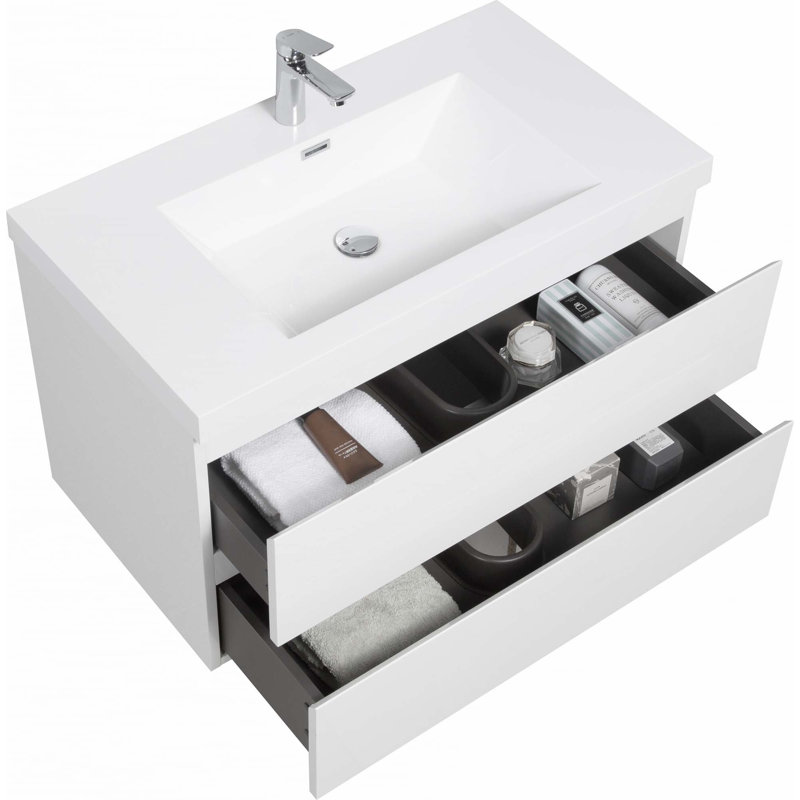 Floating Bathroom Vanity With Sink, 36"