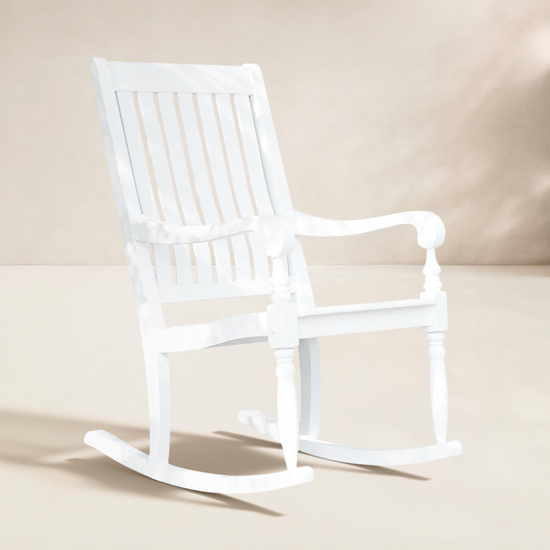 Oisin Solid Wood Outdoor Rocking Chair, Blanc