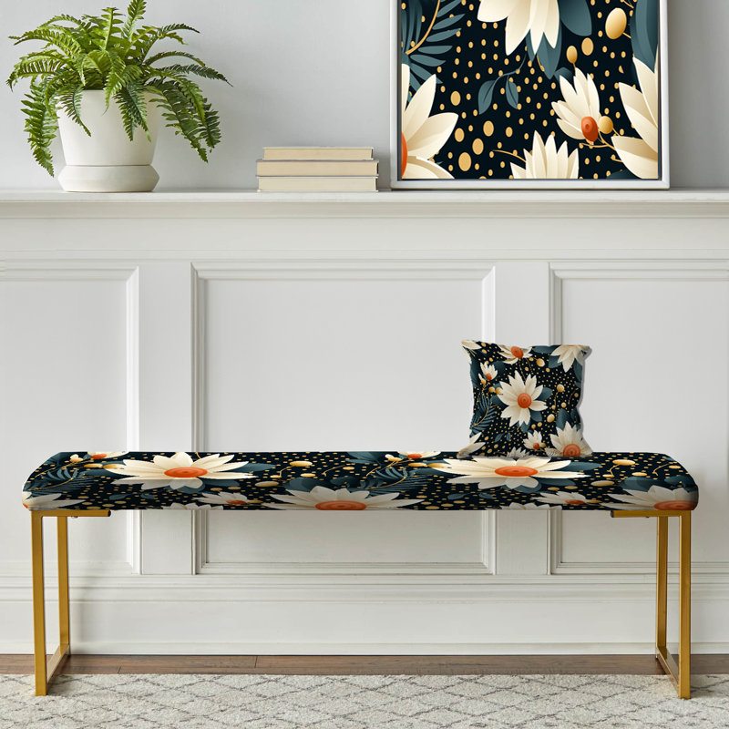 Victorian Elegance Polka Dots Pattern - Polka Dots Upholstered Gold Bench