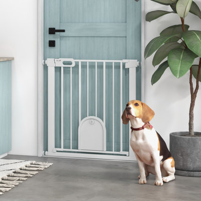 75-82 cm Pet Safety Gate Pressure Fit Stair with Small Door Double Locking