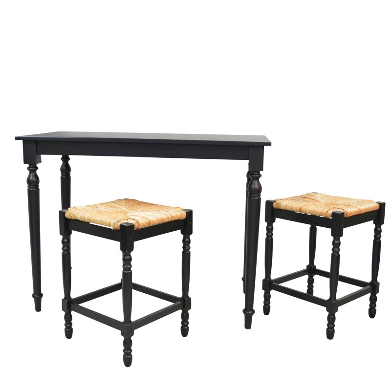 Hawthorne Bar Table With 2 Counter Stools, Antique Black