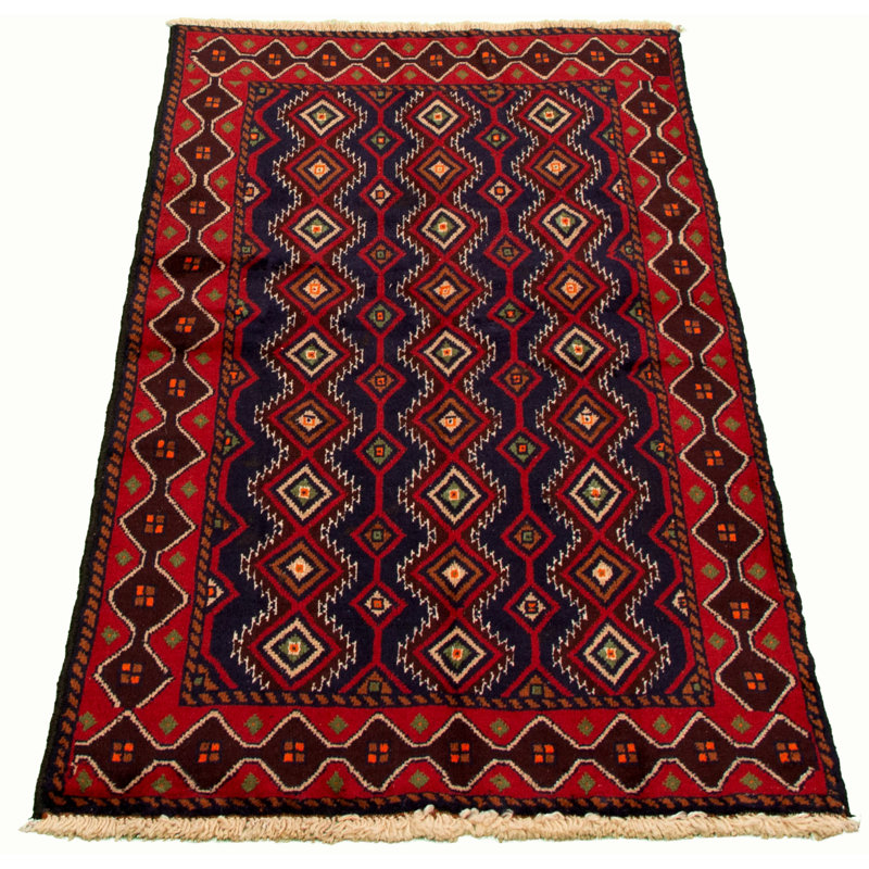 Tapis décoratif de laine noué à la main de conception unique 3 pi 3 po x 6 pi 1 po new age rizbaft