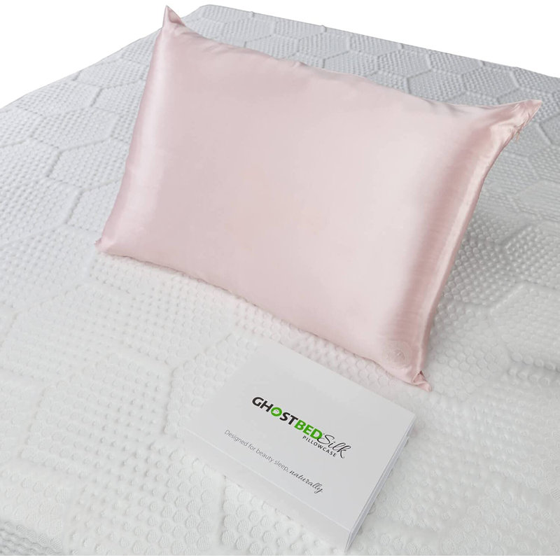 GhostBed Silk Pillowcase made with 100% Mulberry Silk, Standard, Pink