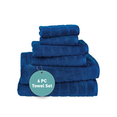 100% Cotton Zero Twist Terrycloth Quick Dry Towel (Set of 6)