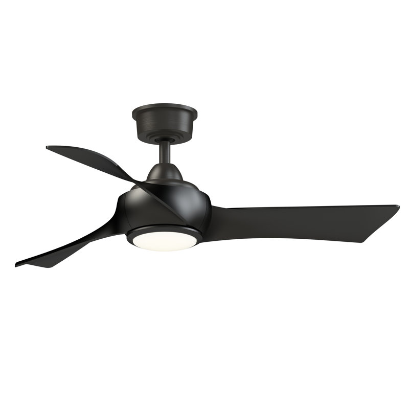 Wrap Custom 44 inch Indoor/Outdoor Ceiling Fan with LED CCT Select Light Kit - Dark Bronze with Black blades, Black