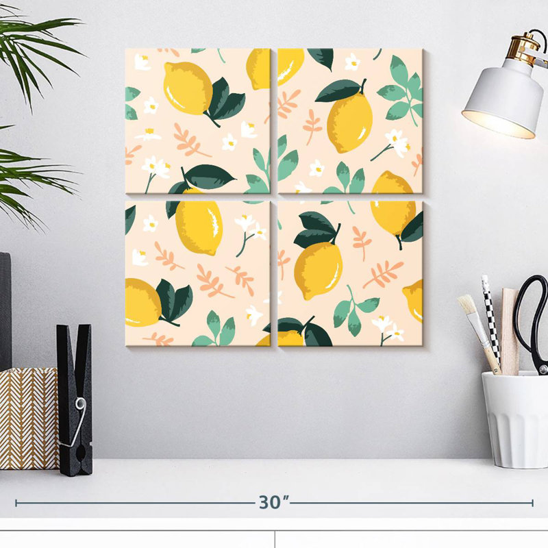 Yarlin Lemon And Flowers Pattern, 18" H x 18" W