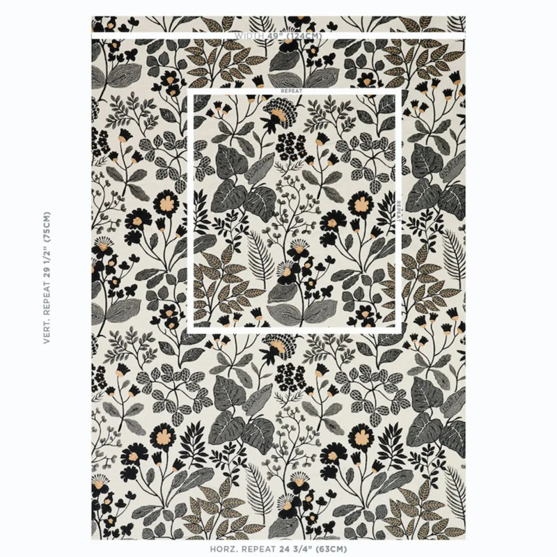 Emaline Embroidery Fabric, Black/ Neutral