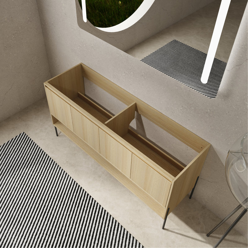 Meuble-lavabo autoportant et 4 portes d'armoire à fermeture en douceur (emballage KD) - sans le lavabo
