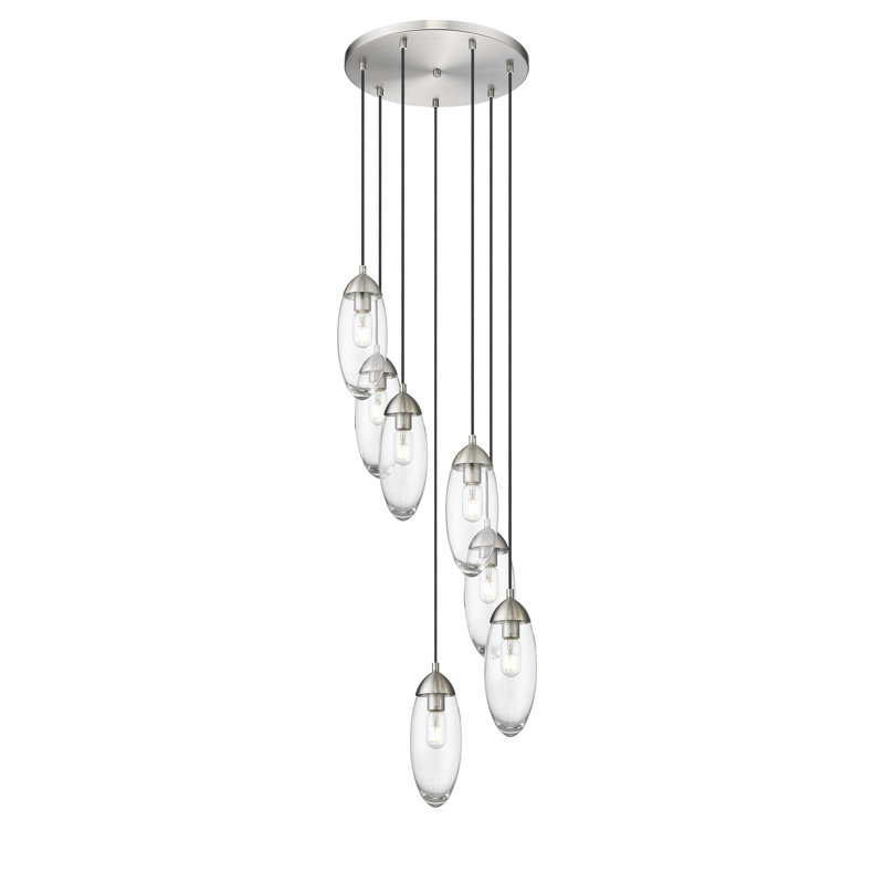 Demorest Dimmable Geometric Chandelier, Brushed Nickel, 7 Lights