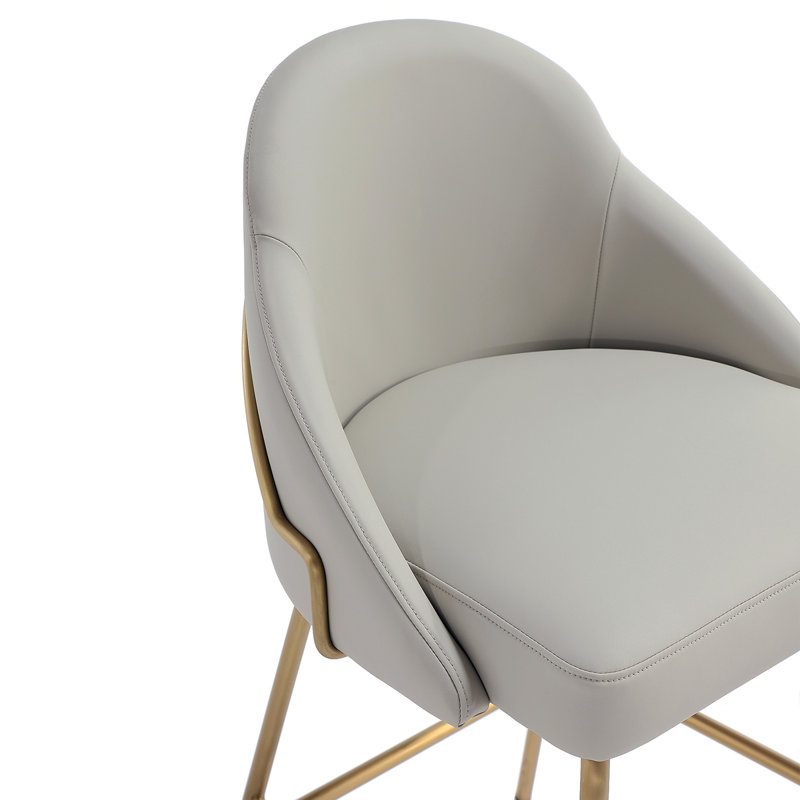 Tabouret de bar Gracie, Gris, Tabouret de bar (siège d'une hauteur de 29,1 po), Doré