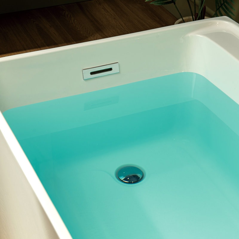Baignoire de trempage avec bonde réversible, Nickel brossé, H 22,87 po x L 59 po x l 29,5 po