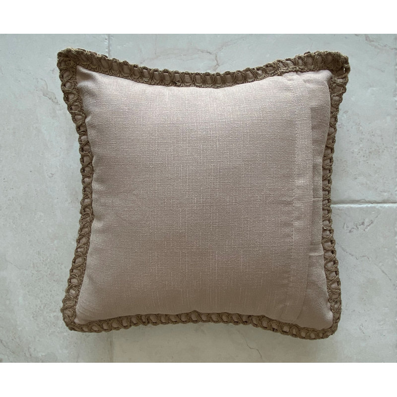 Coussin en jute avec insert ivoire, Beige