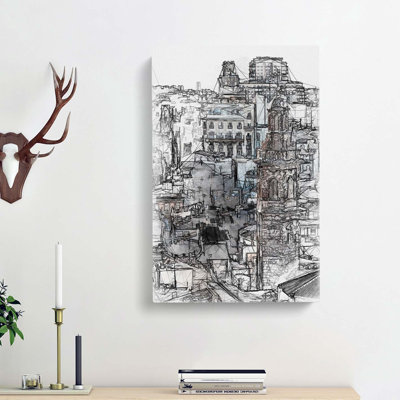 Valencia Skyline in Spain in Abstract - Wrapped Canvas