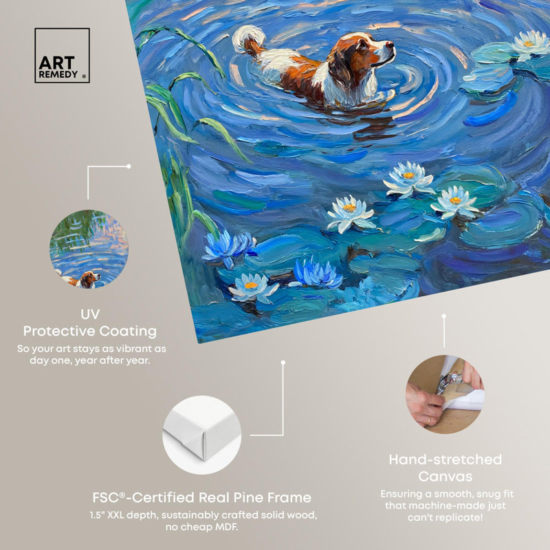 «Lily Lagoon I», art moderne classique sur toile par Art Remedy, H 15 po x l 10 po, Toile tendue avec châssis