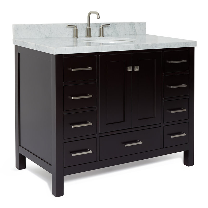 Ensemble de meuble-lavabo simple 43 po Cambridge, Espresso / nickel brossé