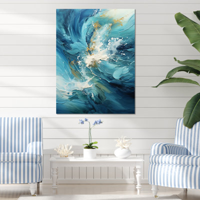 Océan blanc et courants bleus sur toile