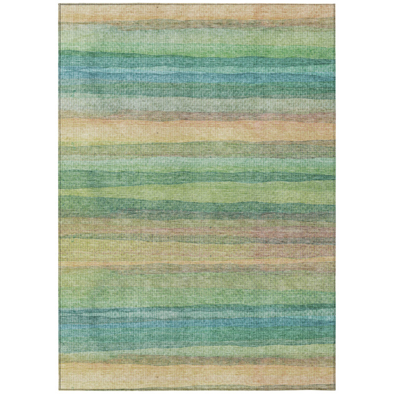 Machine Washable Indoor/Outdoor Xhevrie Aloe Rug, Rectangle 2'6" x 3'10"