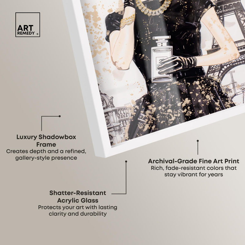«High End Elegance Shadowbox Print» par Art Remedy, H 25 po x l 17 po, Blanc