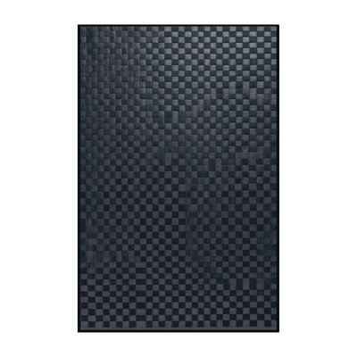 Machine Washable Checkered Black Area Rug