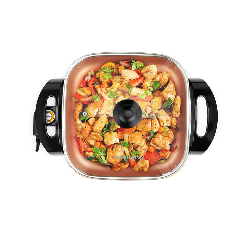 Brentwood 12-Inch Copper Nonstick Electric Skillet with Glass Lid