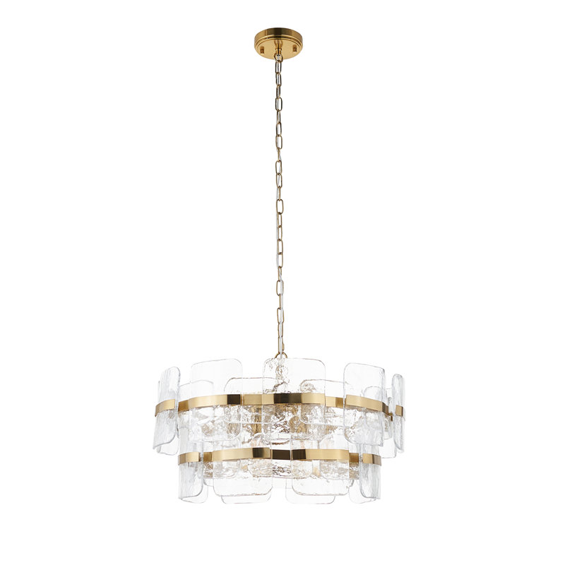 Genevieve 3 - Light Unique/ Statement Chandelier, Brushed Aged Brass & Clear Glass, 6