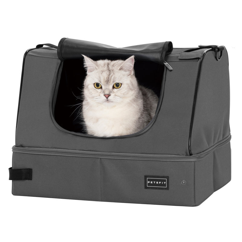 Emarosa Polyester Enclosed Litter Box, Grey