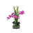 29.5" Purple Orchid Arrangement in a Circular Glass Vase with Undergrowth and Greenery | Real Touch Purple Moth Orchids by Fiori Sempre