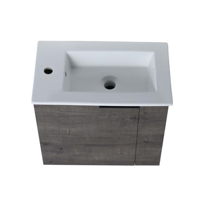 Meuble-lavabo avec lavabo 22 po pour petite salle de bain, meuble-lavabo flottant avec porte à fermeture douce, petit meuble-lavabo avec lavabo