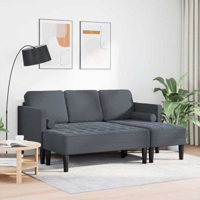 Ensemble de canapé avec coussin vidaXL 2 pièces en polyester gris foncé