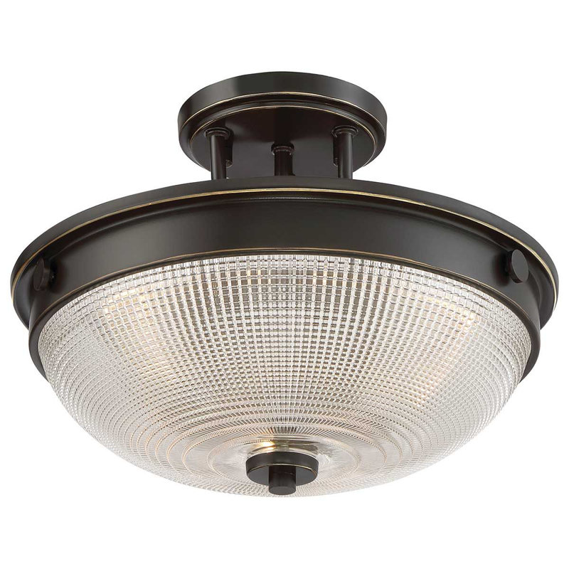 Baderbräu Glass Semi Flush Mount, Palladian Bronze