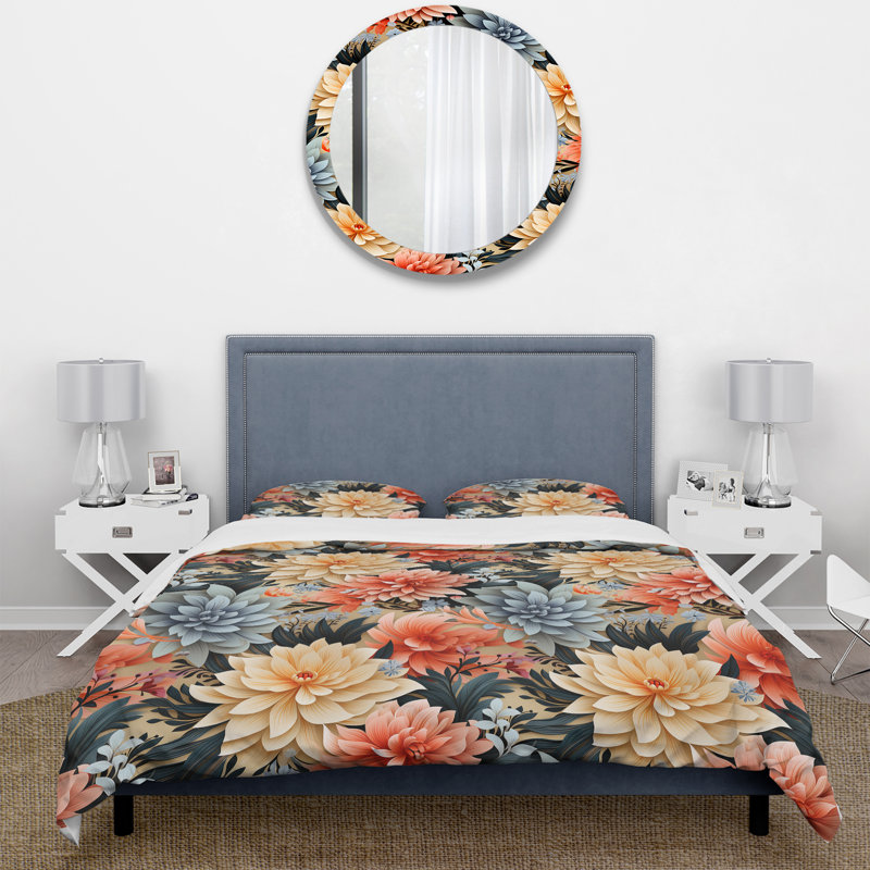 Ensemble de housse de couette Multicolor Contemporary Fusion Floral Pattern - Floral
