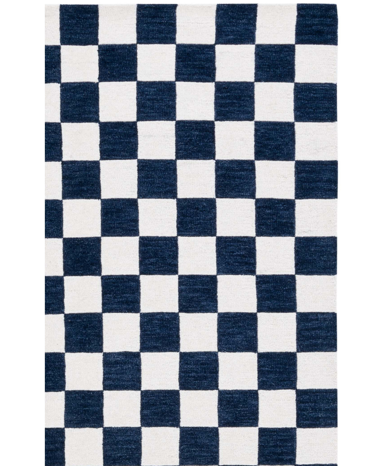 Freemont Navy Ivory Hand-Tufted Checkered Rug, Rectangle 5' x 8'