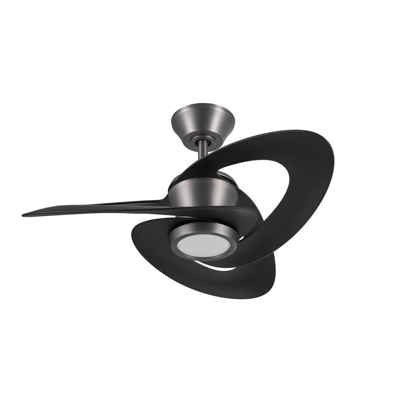 Cyclon 36 in. 3 Blade Brushed Carbon Small Ceiling Fan with Remote Control, Dimmable LED Light Kit, and Reversible Motor