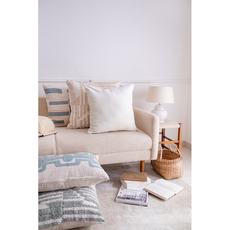 Ivory Velvet Handmade Square Cotton Throw Pillow