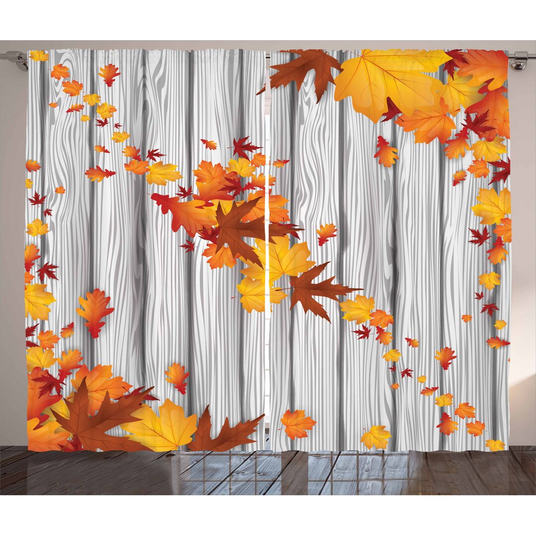 Rustikaler Vorhang, Fall Maple Leafs Baum, Herbst, Orange Weiss