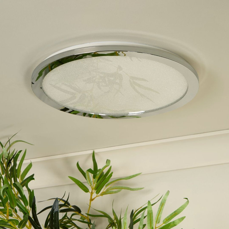 Glass LED Flush Mount, Polished Chrome, 30cm H x 400cm W x 400cm D