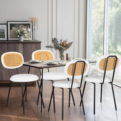 Analeya Side Chair Dining Chair with Rattan Back (Set of 2)