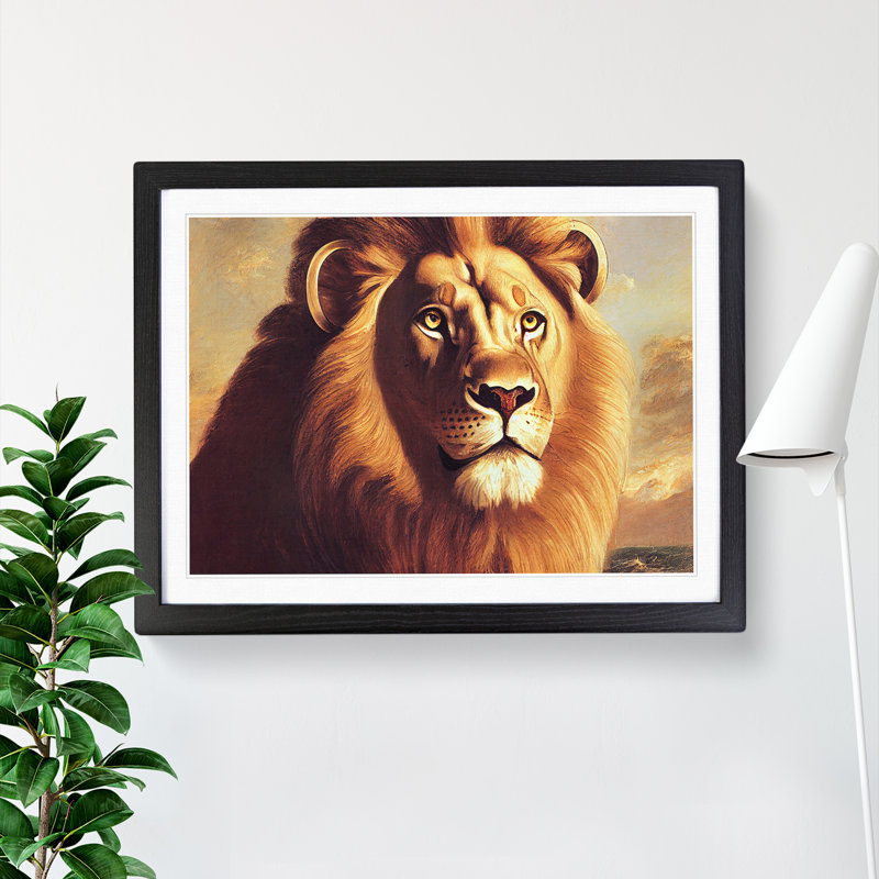 Lovely Lion - Single Picture Frame Print, Black, 34cm H x 46cm W