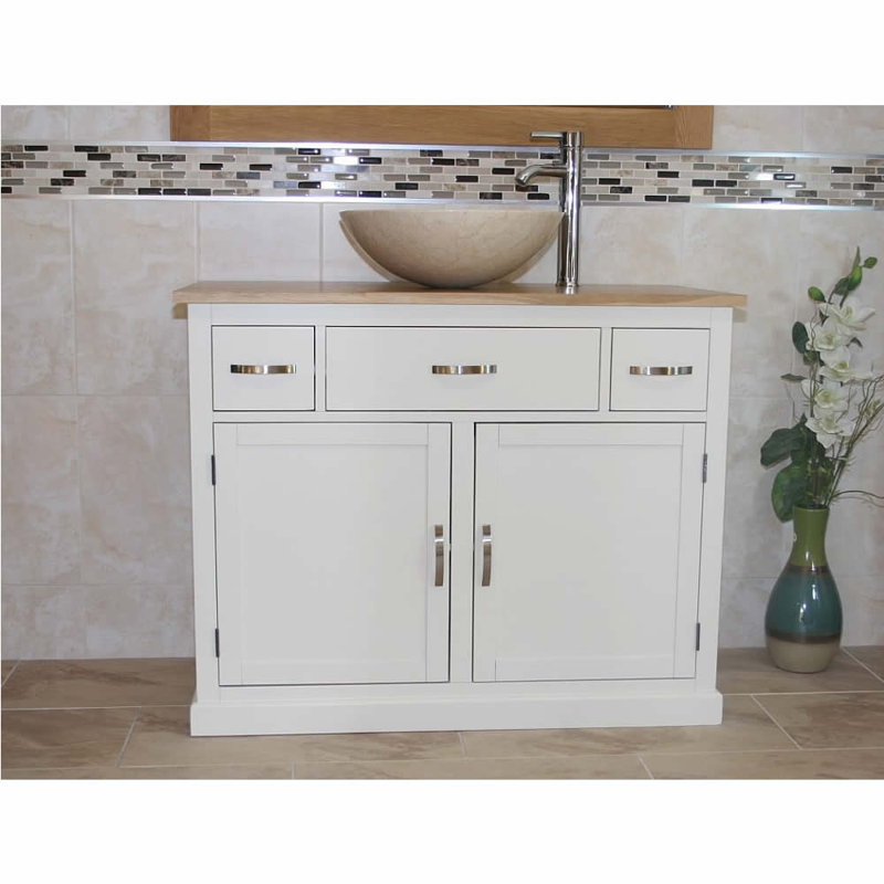 Duane 1000mm Single Bathroom Vanity with Vessel Basin, Cream Marble Basin