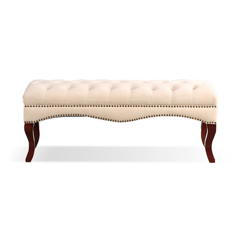 Banc rembourré beige, H 17,72 po x l 47,24 po x P 15,75 po