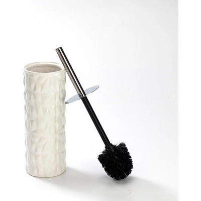 Ceramic Toilet Brush, Toilet Bowl Brush with Extra Long Handle Durable Bristles Toilet Scrubber and Covered Holder for Toilet Brush Set for Bathroom Cleaning