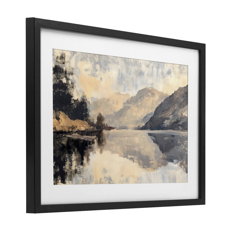 «Brushed Mountain Reflection», impression par LSR Creative Studio, H 14 po x l 20 po, Cadre noir minuit