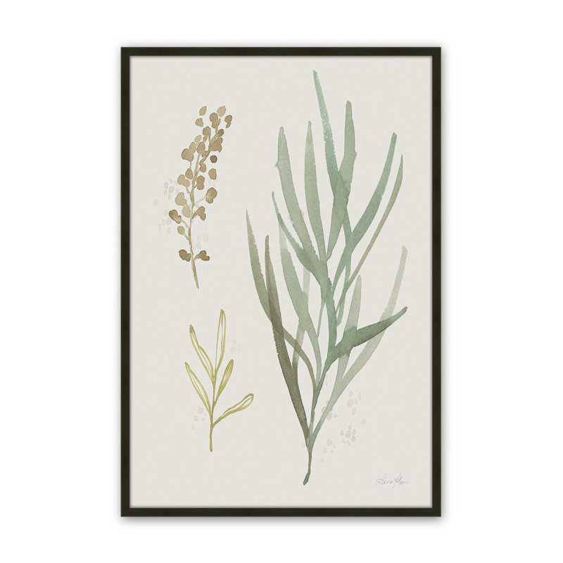 «Earthy Greens in Bloom III», reproduction, H 25 po x l 19 po, Cadre d'angle ouvert noir satiné