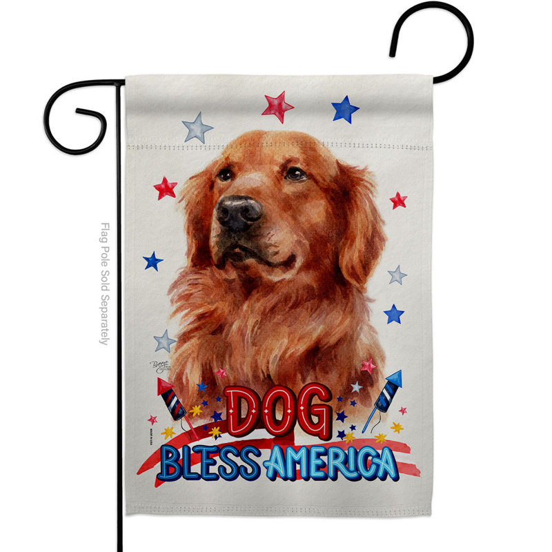 Patriotic Red Golden Retriever Polyester Garden Flag