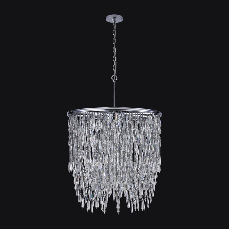 Lustre Frangia 12 LT chrome / transparent Allegri, 12 lumières, H 94 po x l 28 po x P 28 po