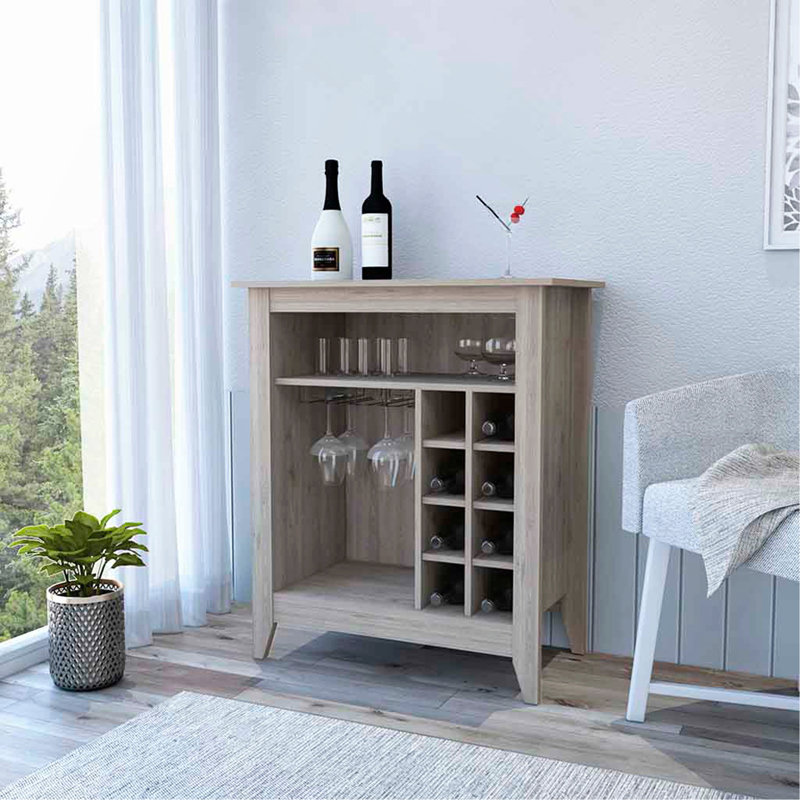 Bar, château, une tablette ouverte, six casiers à vin