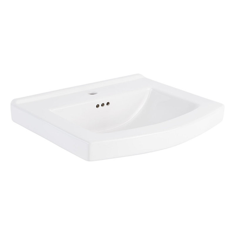 Pennfield 24" Vitreous China Wall-Mounted Bathroom Sink with Overflow and 3 Faucet Holes, Single Hole